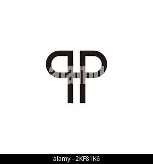 Letter q and p connect, outline geometric symbol simple logo vector Stock Vector