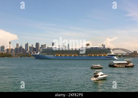 The Quantum of the Seas cruise ship anchored in Sydney Harbour on 12 November 2022 Stock Photo