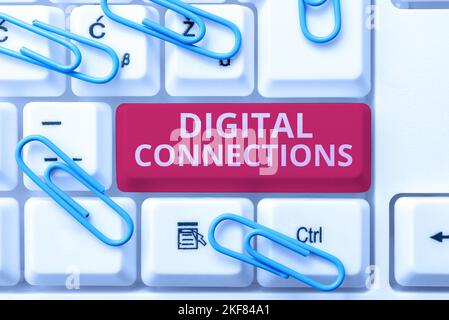 Text caption presenting Digital Connections. Conceptual photo virtual network linking user to his or her contacts Stock Photo