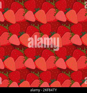 Cute Seamless pattern with Sweet red Strawberries  Stock Vector