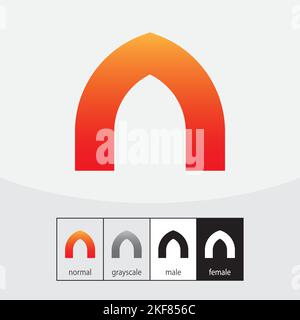 Letter N logo design vector. Vector illustration. red and yellow Stock Vector