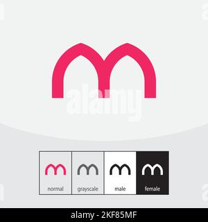 Letter M logo design vector. Vector illustration. red and yellow Stock Vector