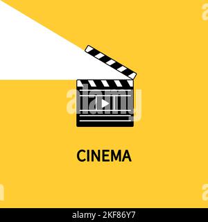 Clapperboard on a yellow background. Movie poster. Flat vector illustration. Stock Vector