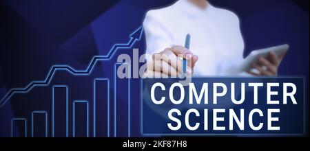 Text sign showing Computer Science. Business idea study of both computer hardware and software design Stock Photo