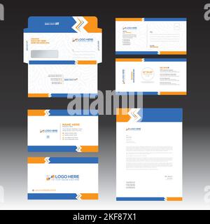 vector letterhead business card envelope postcard design Stock Vector