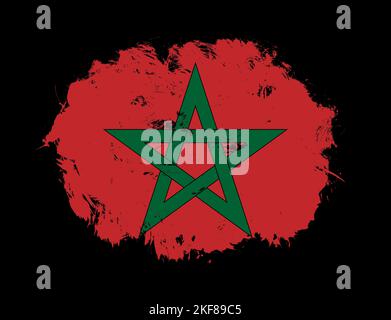 Stroke brush painted flag of morocco on white background Stock Photo ...