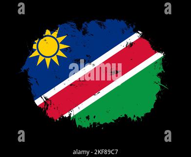 Namibia flag painted on black stroke brush background Stock Photo