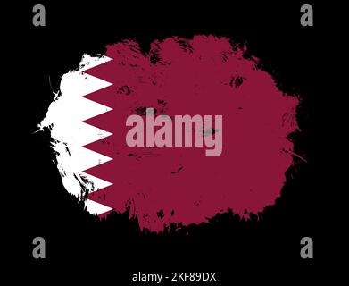 Qatar flag painted on black stroke brush background Stock Photo