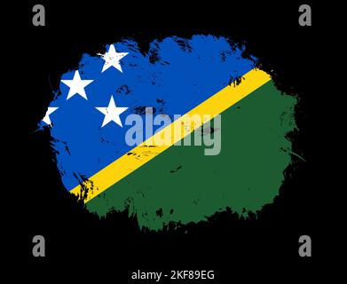 Solomon islands flag painted on black stroke brush background Stock Photo