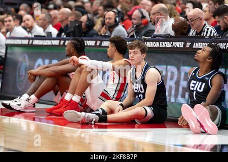 Columbus, Ohio, USA. 16th Nov, 2022. Players wait to enter the game at the scorers table during the game between the Eastern Illinois Panthers and the Ohio State Buckeyes at Value City Arena, Columbus, Ohio. (Credit Image: © Scott Stuart/ZUMA Press Wire) Stock Photo