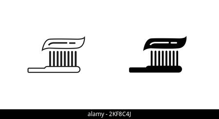 Toothbrush with toothpaste icon. Brush tooth line and glyph version, outline and filled vector sign. linear and full pictogram. Symbol, logo illustrat Stock Vector