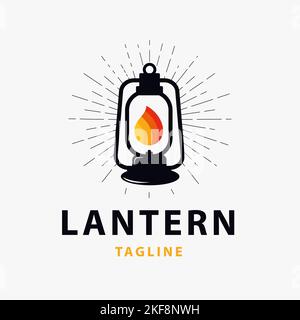 Vintage Restaurant Lantern Inspiration ray of light classic lamp logo icon design Design Template Stock Vector