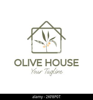 Olive Plant Design House Premium Residential Apartment Building logo design Stock Vector