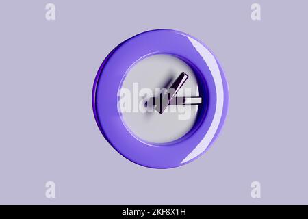 Cartoon purple clocks with black hands 3d render. Stock Photo