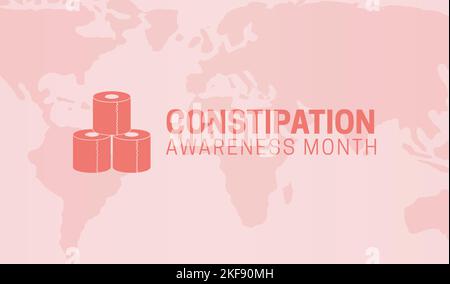 Constipation Awareness Month Illustration Theme with Toilet Paper Stock Vector