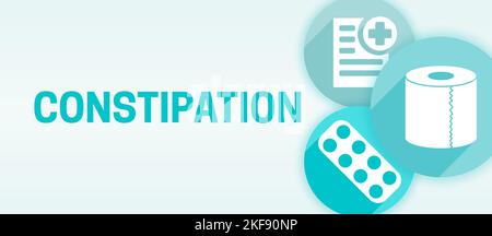 Constipation Medical Illustration Design with Icons Stock Vector