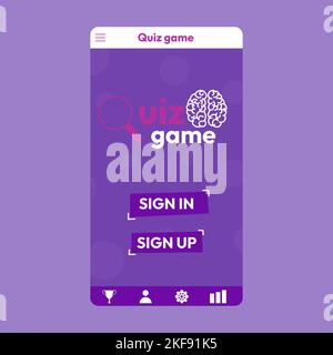 Quiz test lottery millionaire menu template. Quiz game frame. main menu of the application. Flat vector illustration. Stock Vector