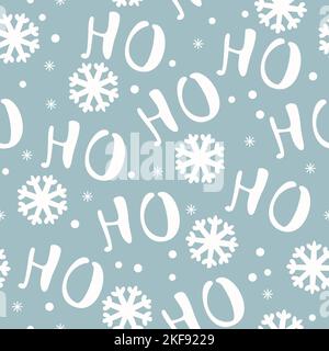 Seamless Blue Christmas Pattern Ho Ho Ho Illustration Stock Vector