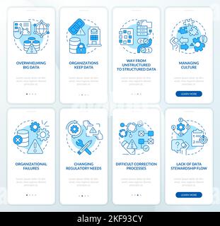 Data governance challenges blue onboarding mobile app screen Stock ...