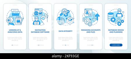 Data governance skills blue onboarding mobile app screen Stock Vector