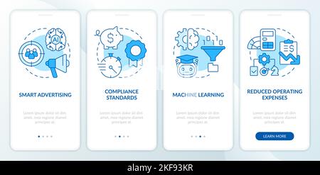 Pros of data governance systems blue onboarding mobile app screen Stock Vector