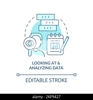Looking at and analyzing data turquoise concept icon Stock Vector