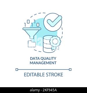Data quality management turquoise concept icon Stock Vector