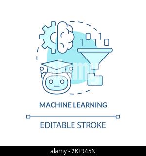 Machine learning turquoise concept icon Stock Vector