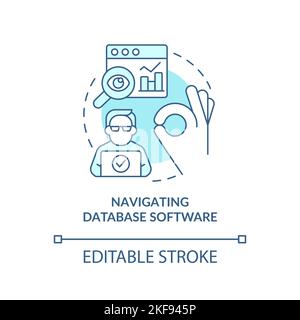 Navigating database software turquoise concept icon Stock Vector
