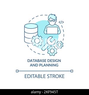 Database design and planning turquoise concept icon Stock Vector
