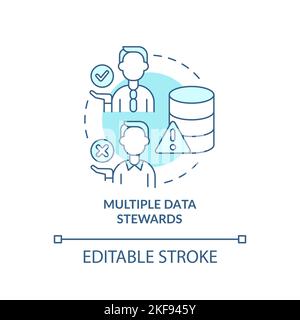 Multiple data stewards turquoise concept icon Stock Vector