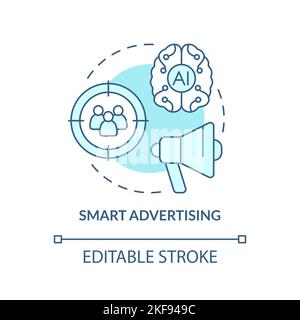 Smart advertising turquoise concept icon Stock Vector