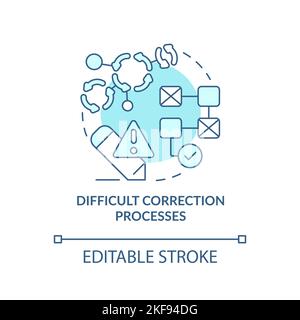 Difficult correction processes turquoise concept icon Stock Vector