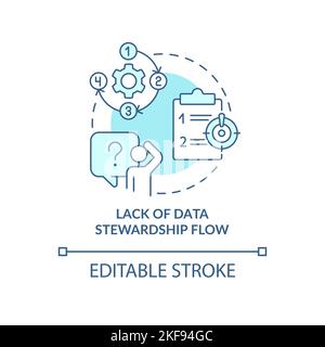 Lack of data stewardship flow turquoise concept icon Stock Vector