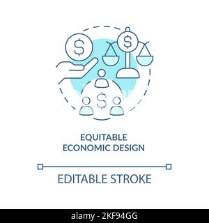 Equitable economic design turquoise concept icon Stock Vector