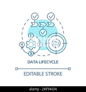Data lifecycle turquoise concept icon Stock Vector