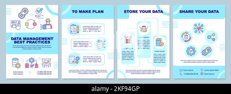 Data management best practices turquoise brochure template Stock Vector