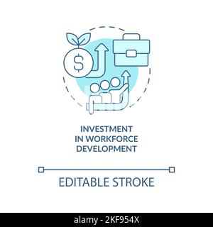 Investment in workforce development turquoise concept icon Stock Vector