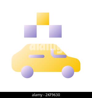 Taxi with checker flat gradient two-color ui icon Stock Vector