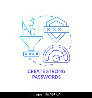 Create strong password blue gradient concept icon Stock Vector