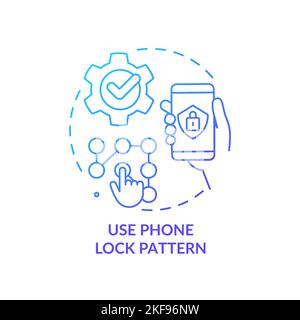 Use phone lock pattern blue gradient concept icon Stock Vector
