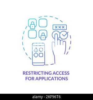 Restricting access for applications blue gradient concept icon Stock Vector
