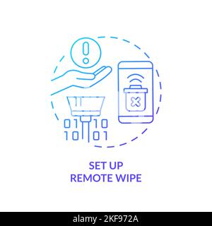 Set up remote wipe blue gradient concept icon Stock Vector