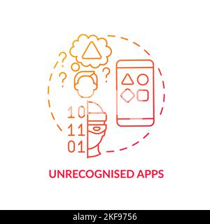 Unrecognized apps red gradient concept icon Stock Vector