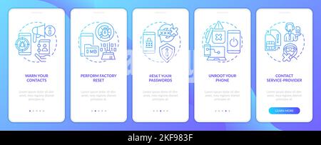 Repair smartphone after hacking blue gradient onboarding mobile app screen Stock Vector