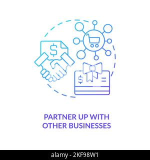 Partner up with other businesses blue gradient concept icon Stock Vector