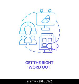 Getting right word out blue gradient concept icon Stock Vector
