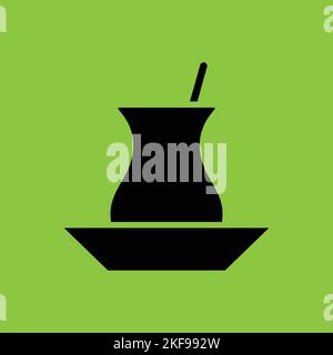 Turkish Tea icon isolated on Yellow Background. Cafe Concept. - Vector . Vector illustration Stock Vector