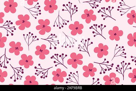 Seamless floral pattern based on traditional folk art ornaments. Art flowers on color background. Scandinavian style. Sweden nordic style. Vector Stock Vector
