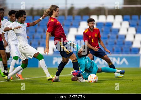 ALSUBIANI FAISAL,GASIOROWSKI YAREK,  YOUSEF HAMED, SPAIN U19 vs SAUDI ARABIA U20, Men, friendly match, Football Wek, Pinatar Arena Football Center.  S Stock Photo